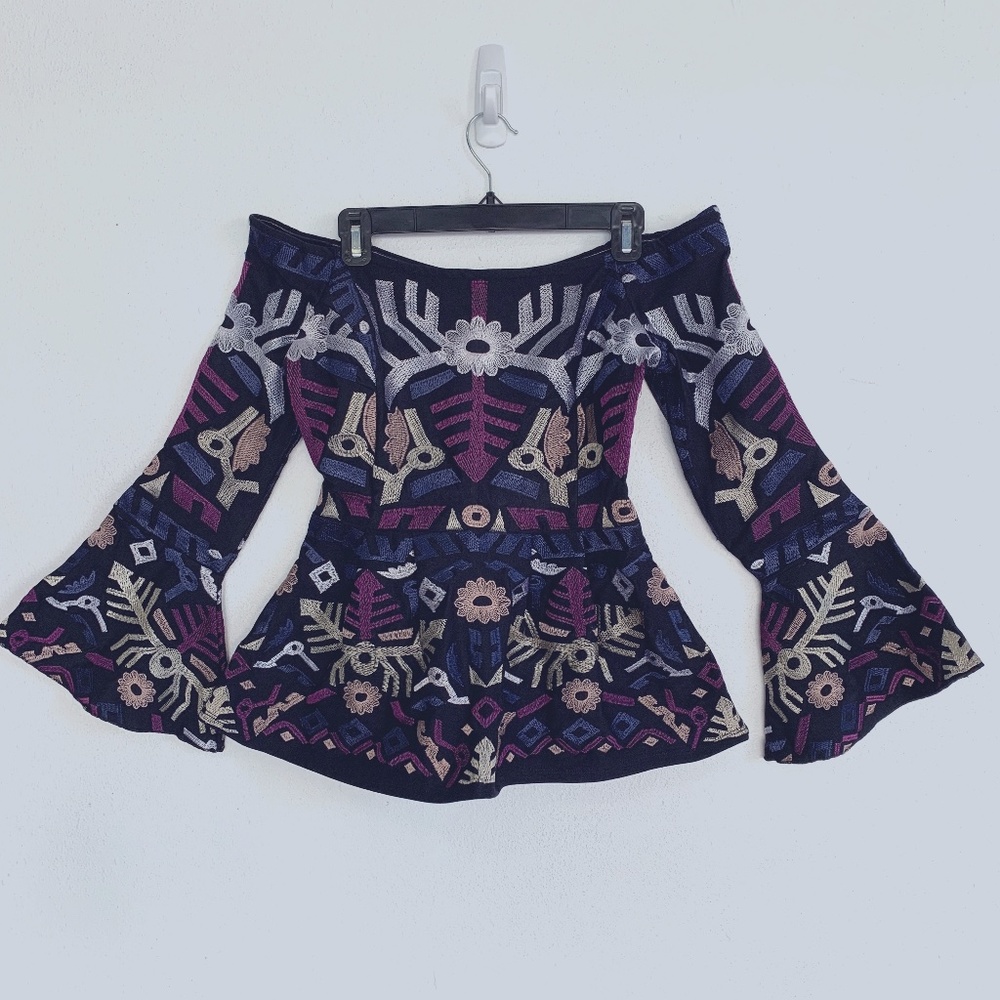 Venus brand, off-the-shoulder long sleeve top.